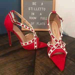 Red & White Studded Pumps❤️🤍❤️🤍